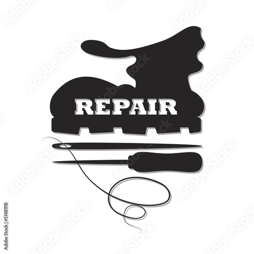 shoe repair, awl and needle image to vector