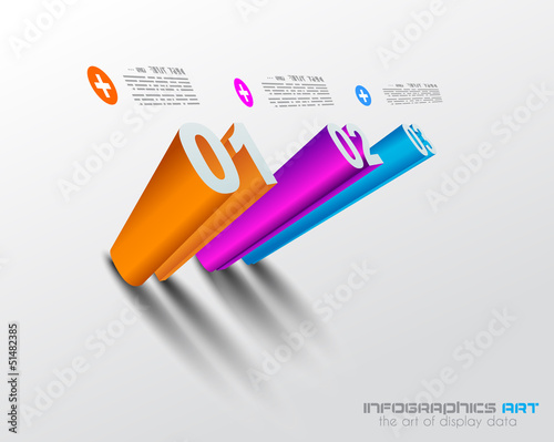 3D Infographic design template with shadows.
