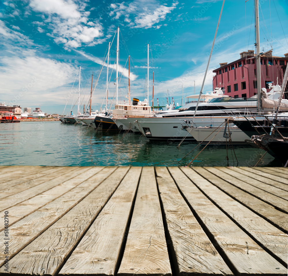 Fototapeta premium Marina with yachts in Genoa in Italy