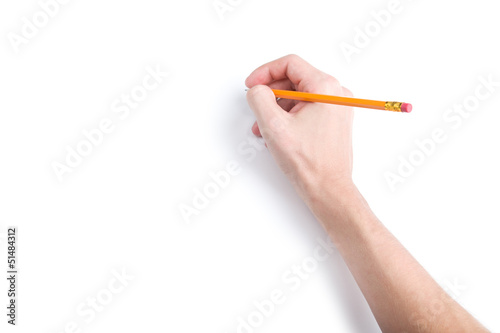 Hand with pencil with copyspace