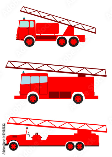 Fire engine in retro cartoon style. 