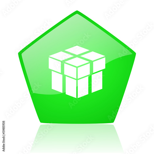 box green pentagon web glossy icon