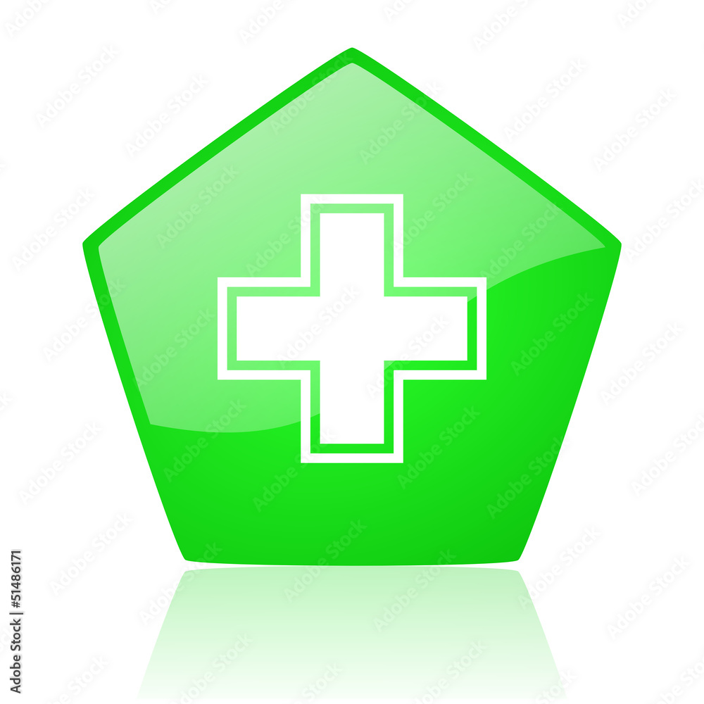 Fototapeta premium pharmacy green pentagon web glossy icon