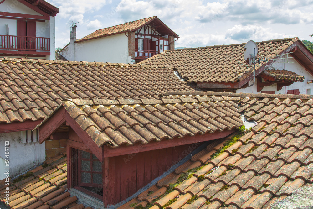 roofs with chimneys of small town roofs with chimneys of small town