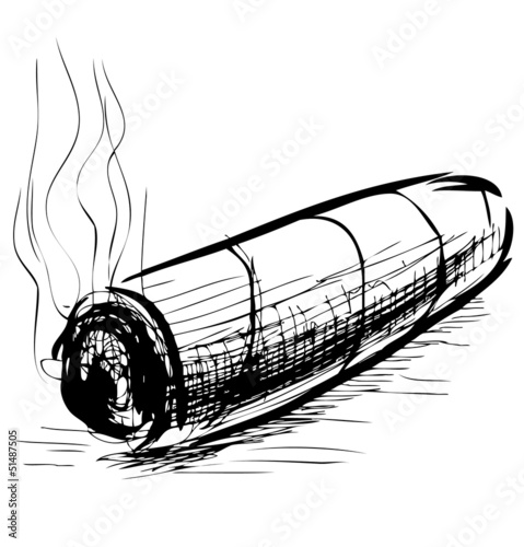 Lighting cigar sketch vector illustration