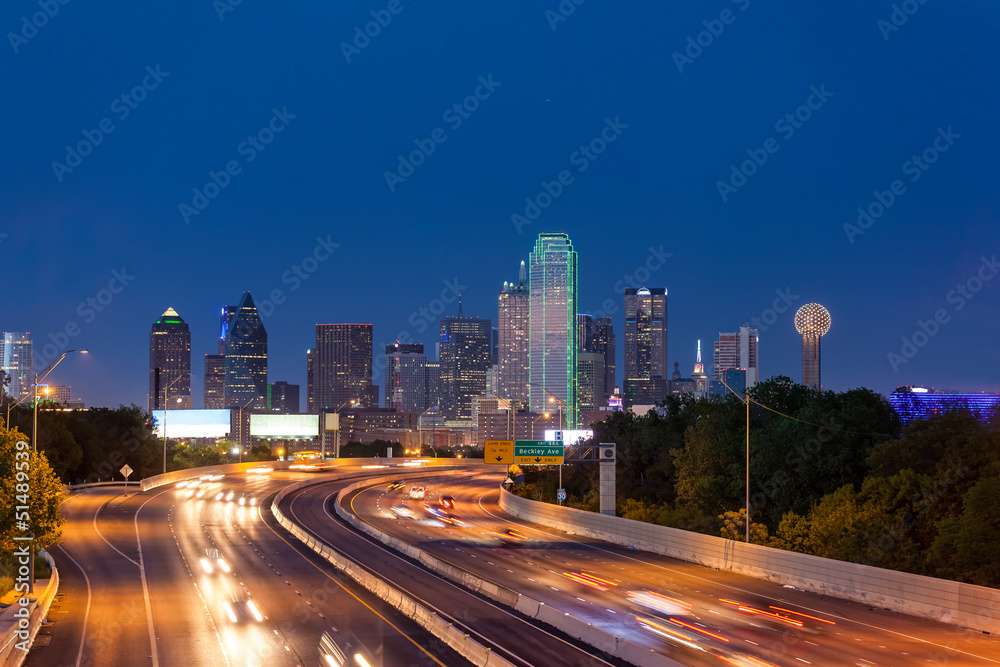Dallas downtown skyline at night, Texas