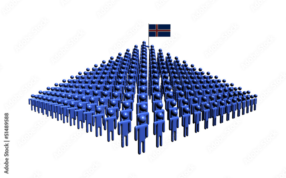 Fototapeta premium Pyramid of abstract people with Iceland flag illustration