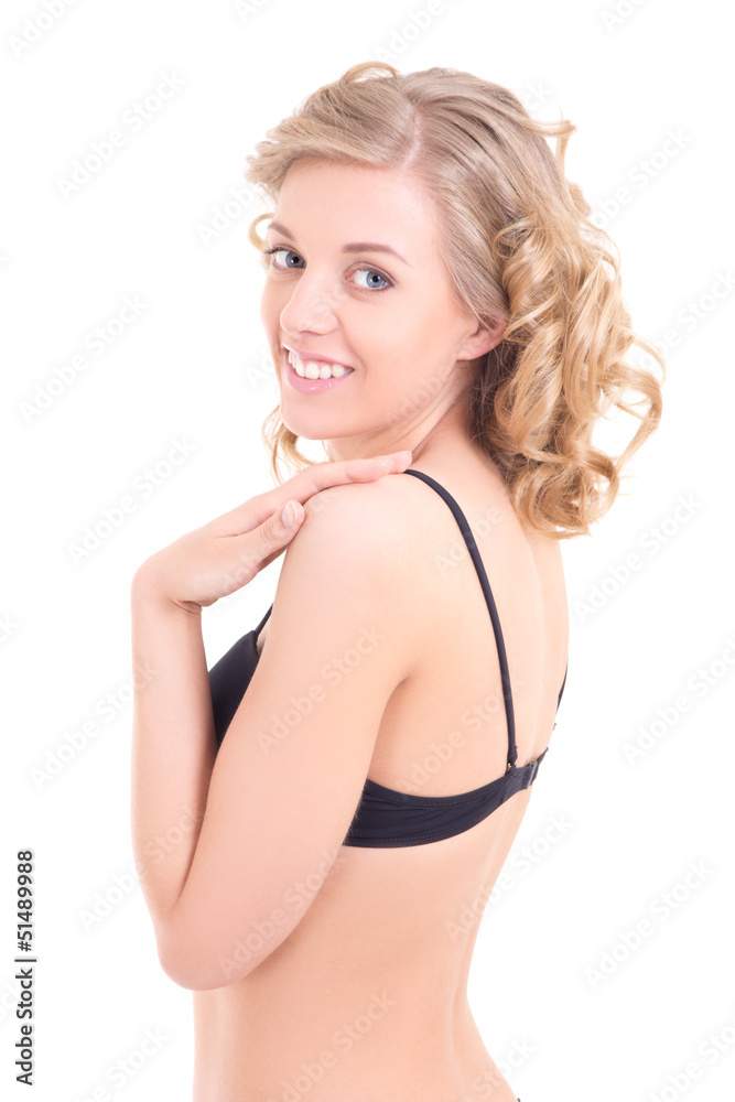 portrait of beautiful blonde in black lingerie portrait of beautiful blonde in black lingerie