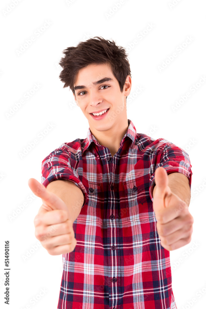 Young student expressing positivity - Thumbs Up