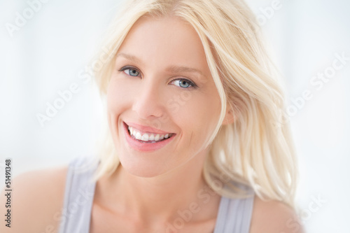 Beautiful Blue-Eyed Woman Smiling