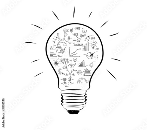 Light bulb with drawing graph inside