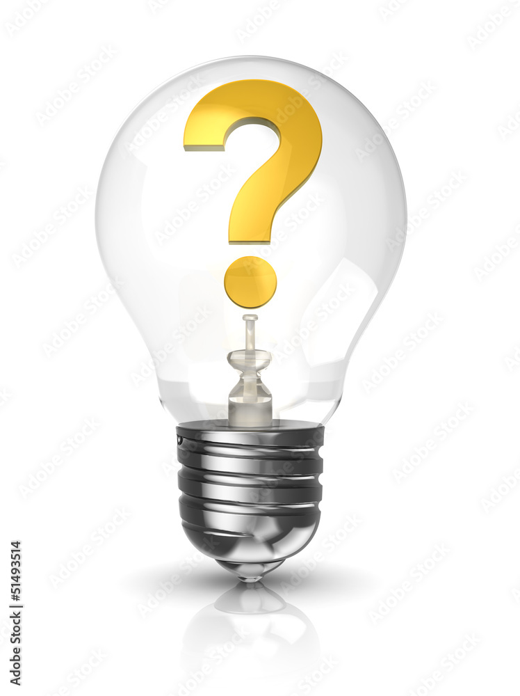 Light bulb with question mark Light bulb with question mark