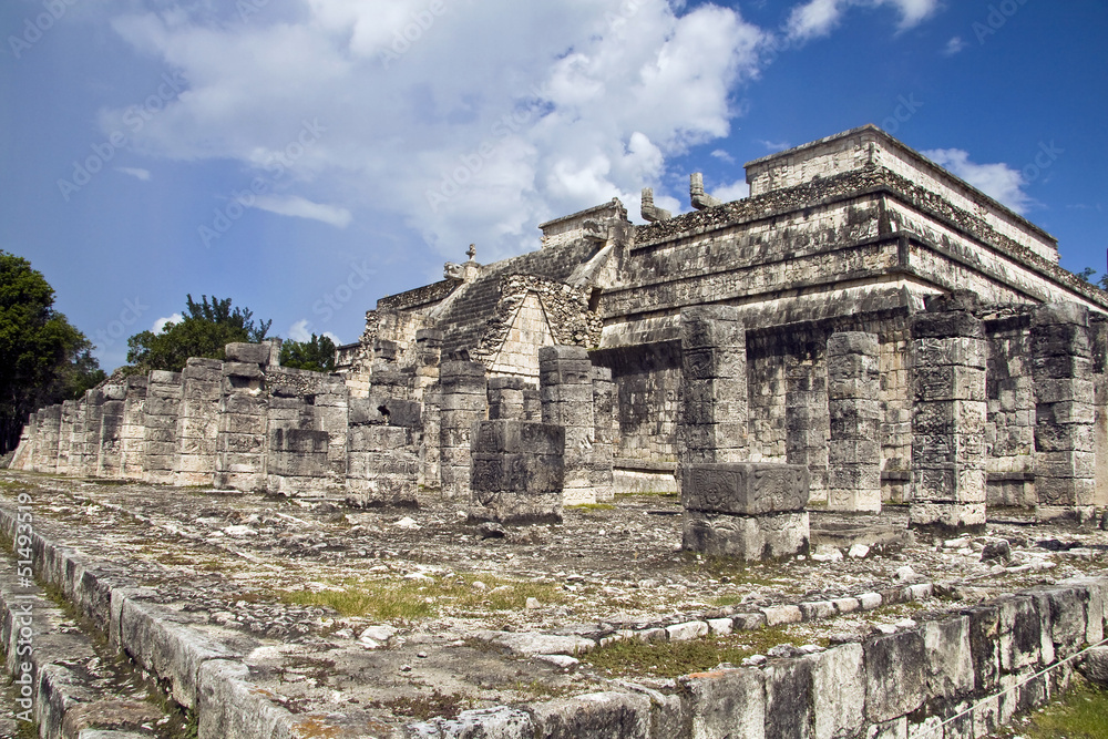 Temple of warriors in Chichen Itza ruins, Mexico