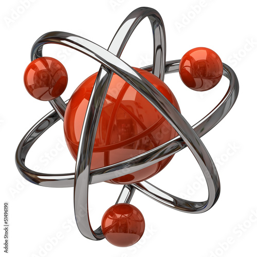 3d atom isolated on white backgound