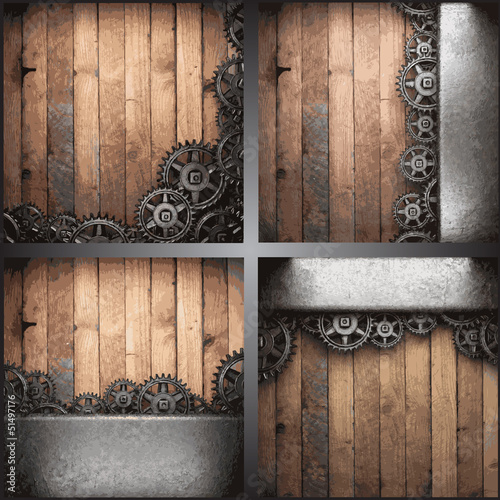 gear wheels on wooden background