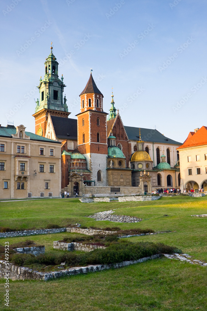Naklejka premium Cathedral at Wawel castle, Krakow, Poland