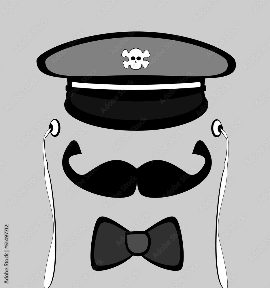 man with bow tie and cap with skull man with bow tie and cap with skull