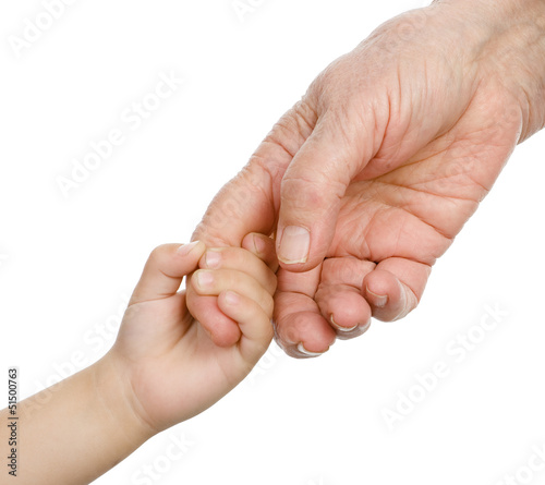 hands family grandson and old grandfather. isolated 