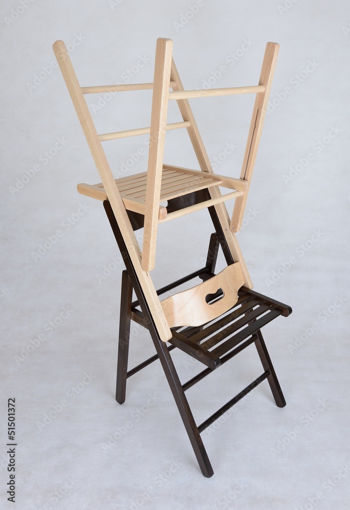 Fototapeta premium Folding lungs and strong wooden chairs from a beech