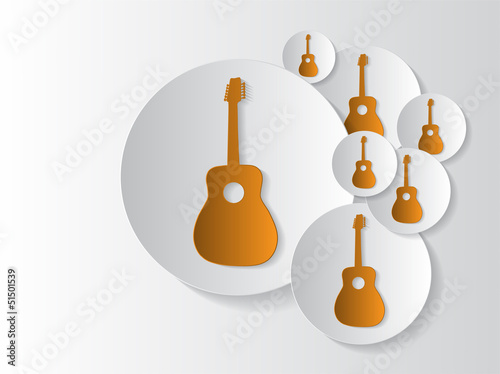 Abstract sticker background with guitar circles