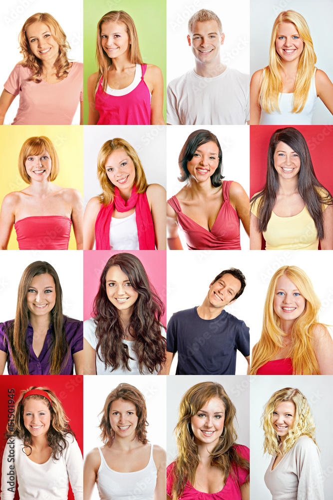 16 Portraits of smiling people 16 Portraits of smiling people