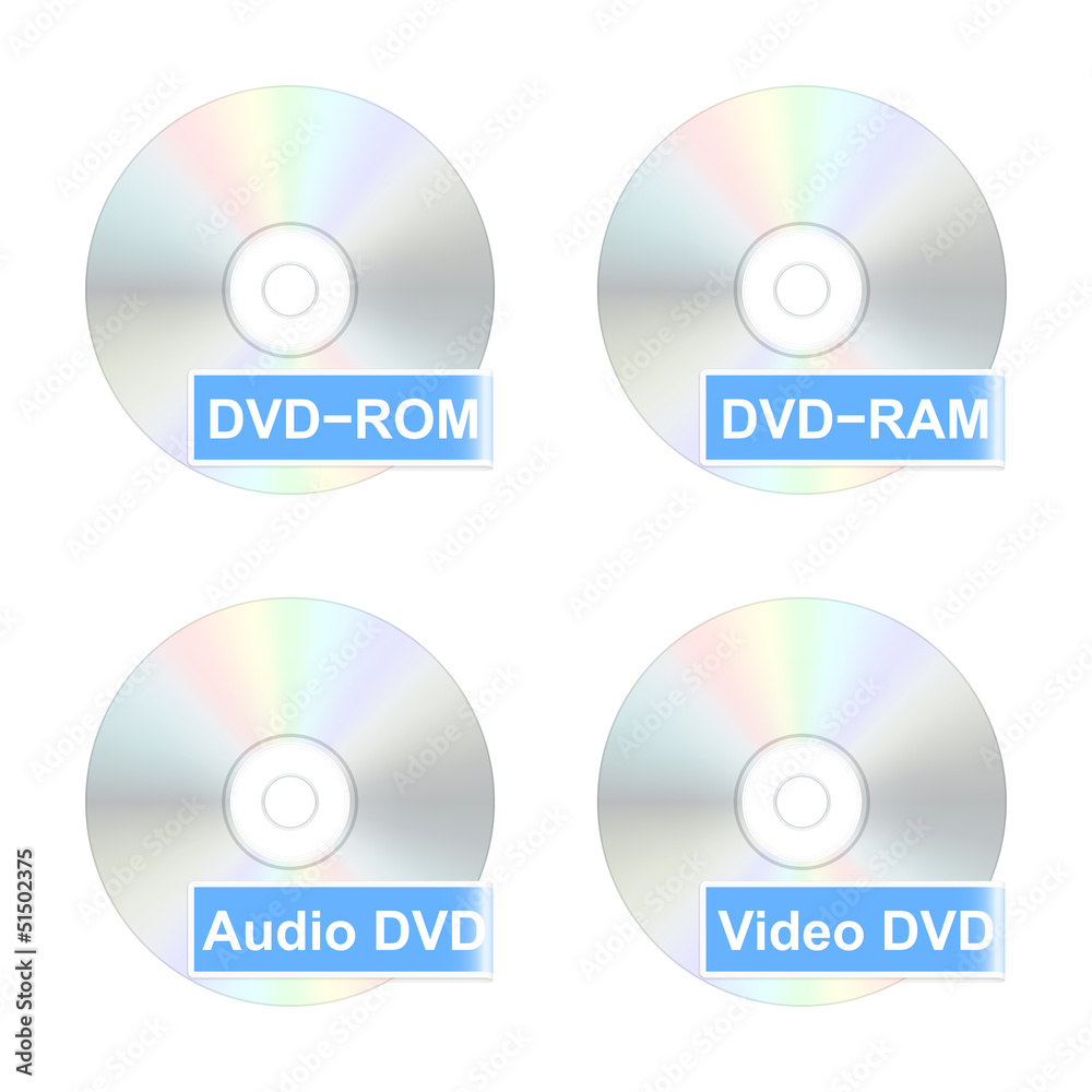 DVD disk icons. Part one. Vector illustration