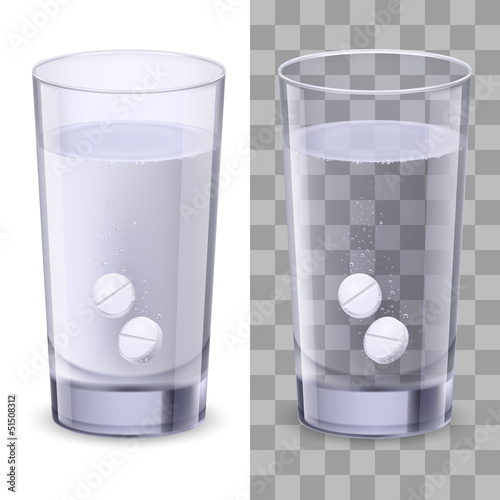 Glass of water and pills