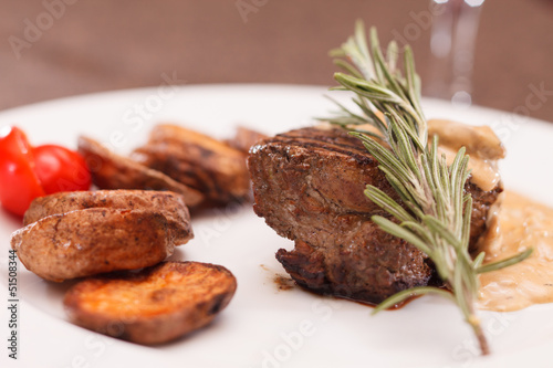 beef steak with potatoes