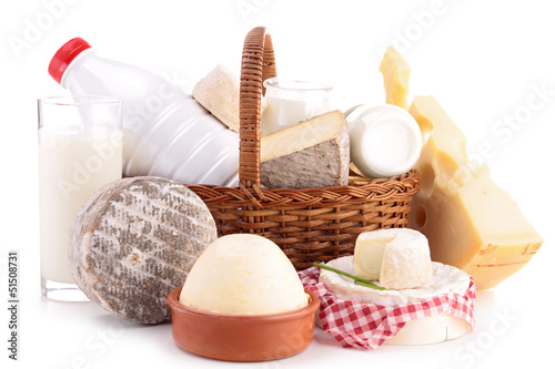 wicker basket with dairy product photo