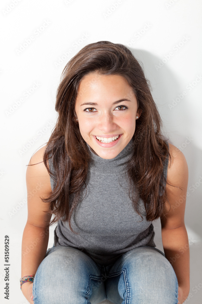 portrait of cute woman, isolated on white background portrait of cute woman, isolated on white background