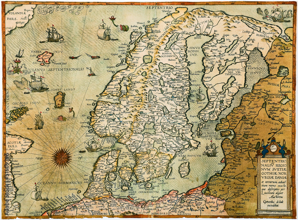 Naklejka premium Lithuania old map