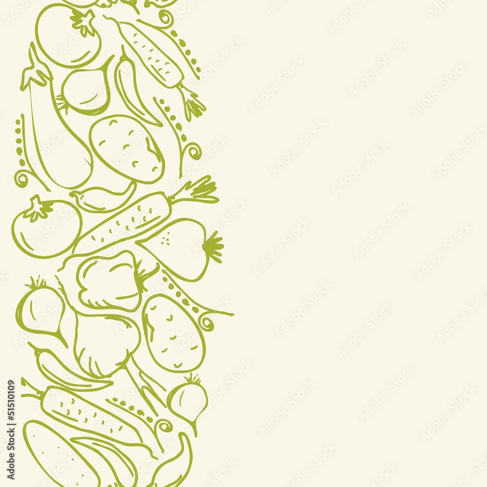 vertical seamless pattern with vegetables