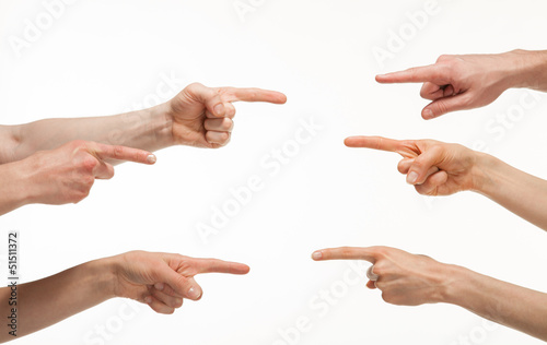 Fingers point to each other