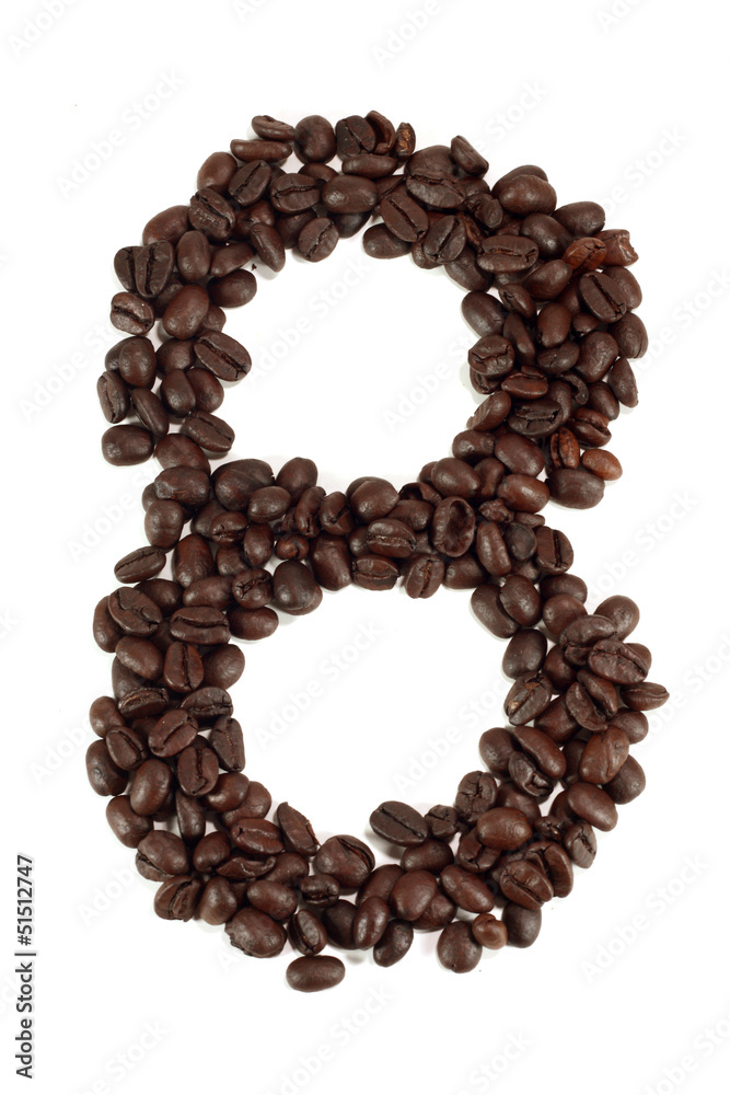 Number 8 from coffee beans Number 8 from coffee beans