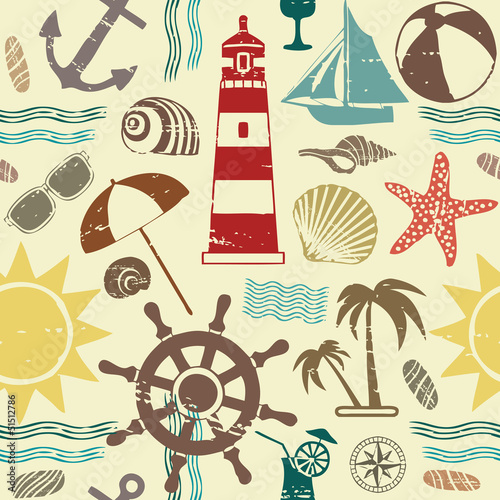Sea themed seamless pattern 1