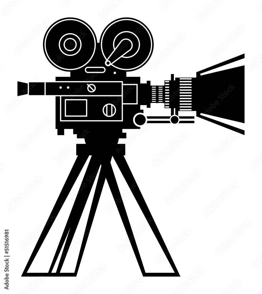 Retro professional cinema film camera, vector illustration Stock Vector |  Adobe Stock