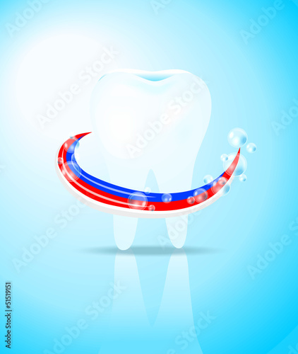 Tooth while cleaning toothpaste