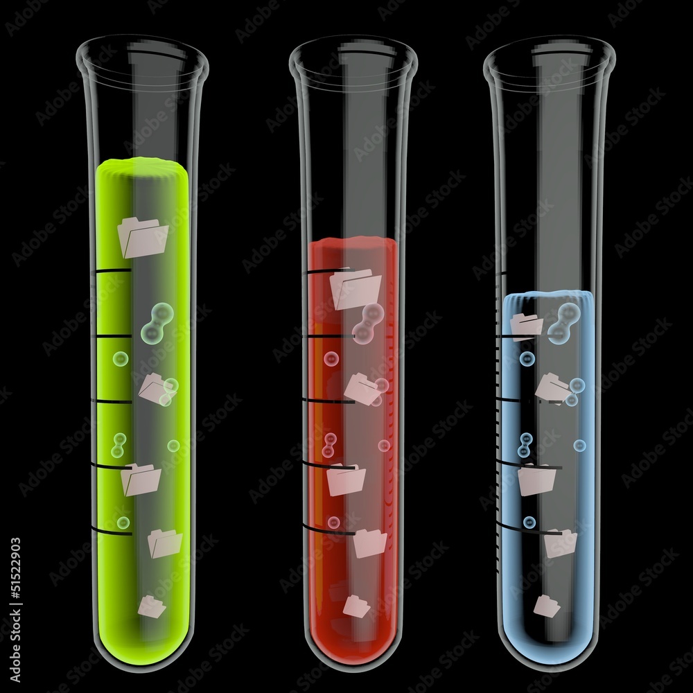 Illustration of a regular folder icon particles in test glass