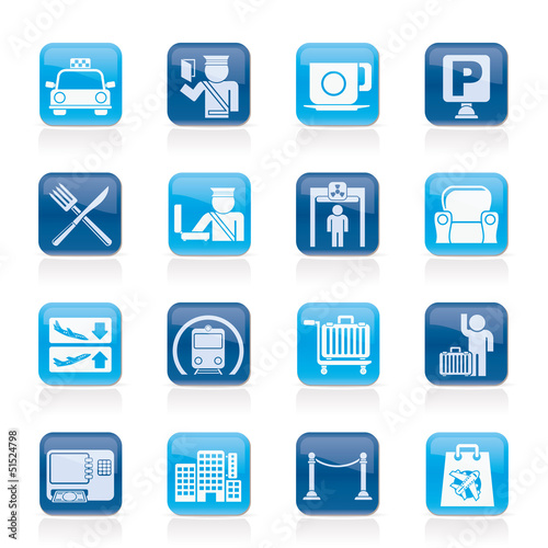Airport, travel and transportation icons -  vector icon set 1