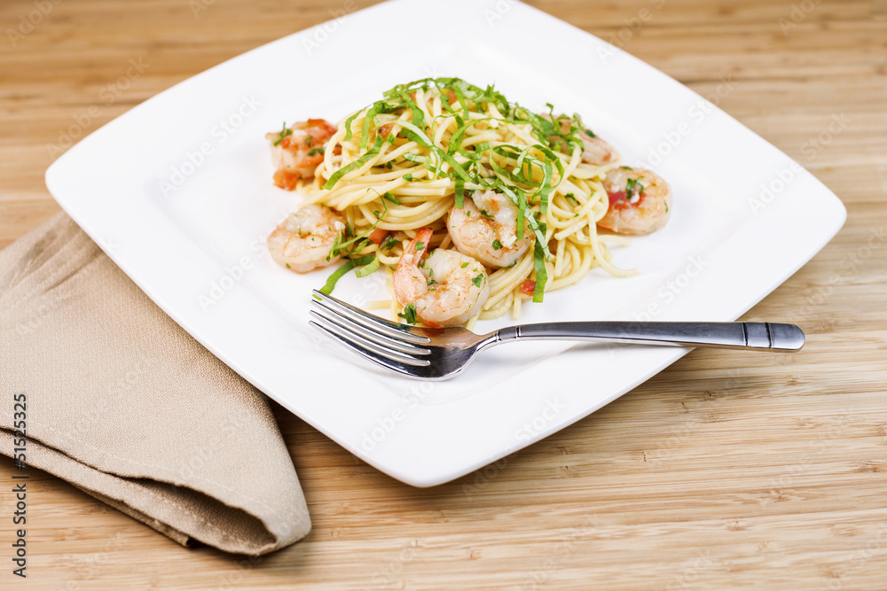 Pasta with Large Shrimp and Basil Pasta with Large Shrimp and Basil