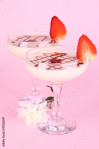 Wallpaper Mural Fruit smoothies on pink background Torontodigital.ca