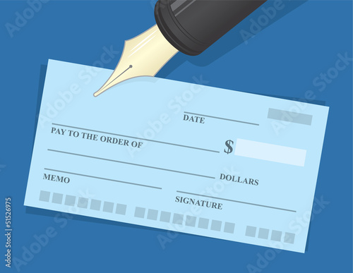Large pen hovering over checkbook