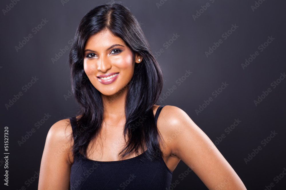 beautiful woman on black background