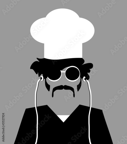 chef wearing earphones