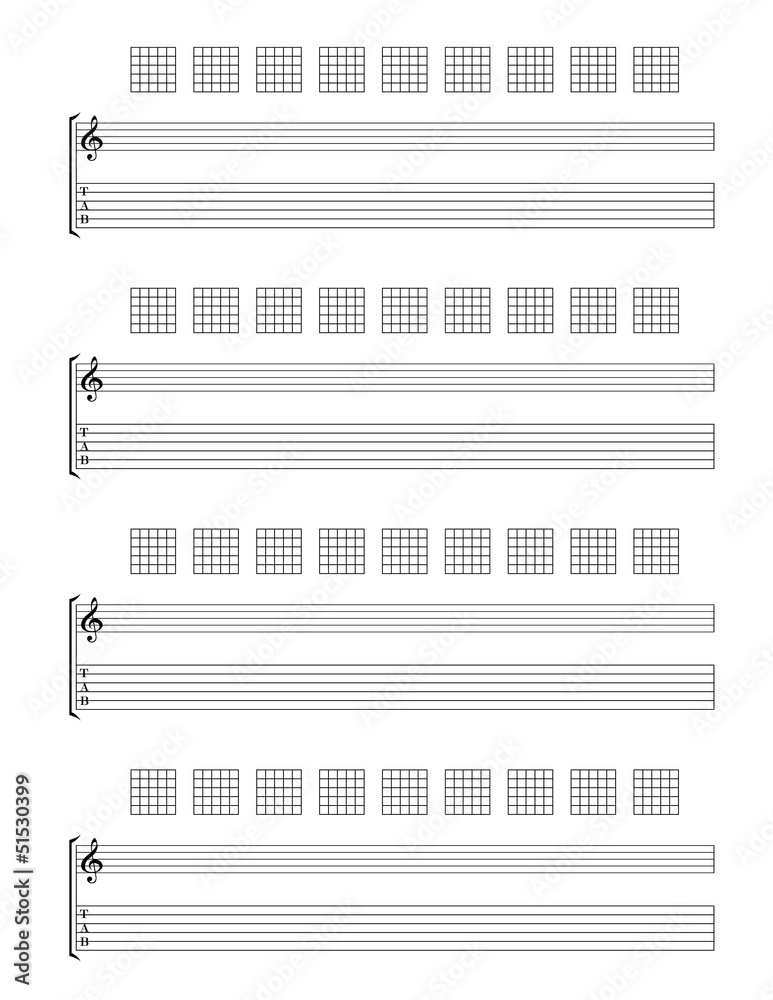 Naklejka premium Guitar TAB Staff