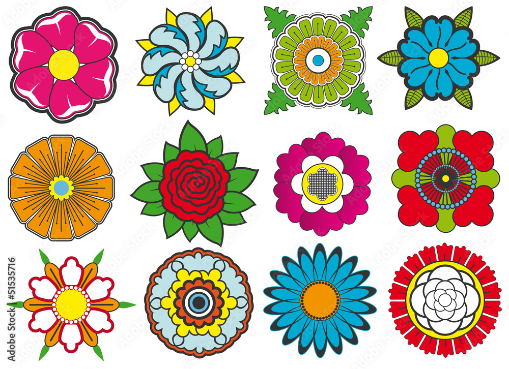 Vector set of bright flowers Vector set of bright flowers