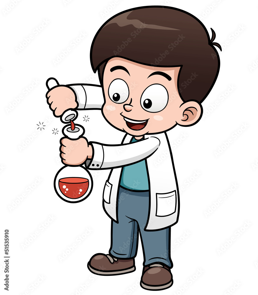 Vector illustration of Little Scientist holding test tube Vector illustration of Little Scientist holding test tube