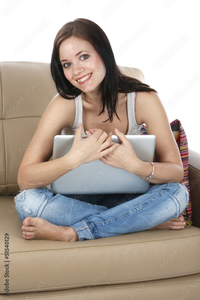 Woman Using a Laptop Computer