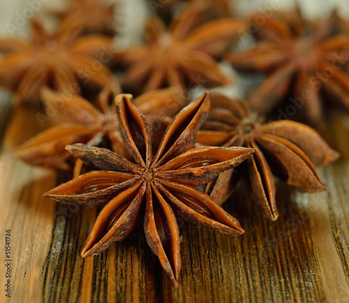 Anise on a brown table