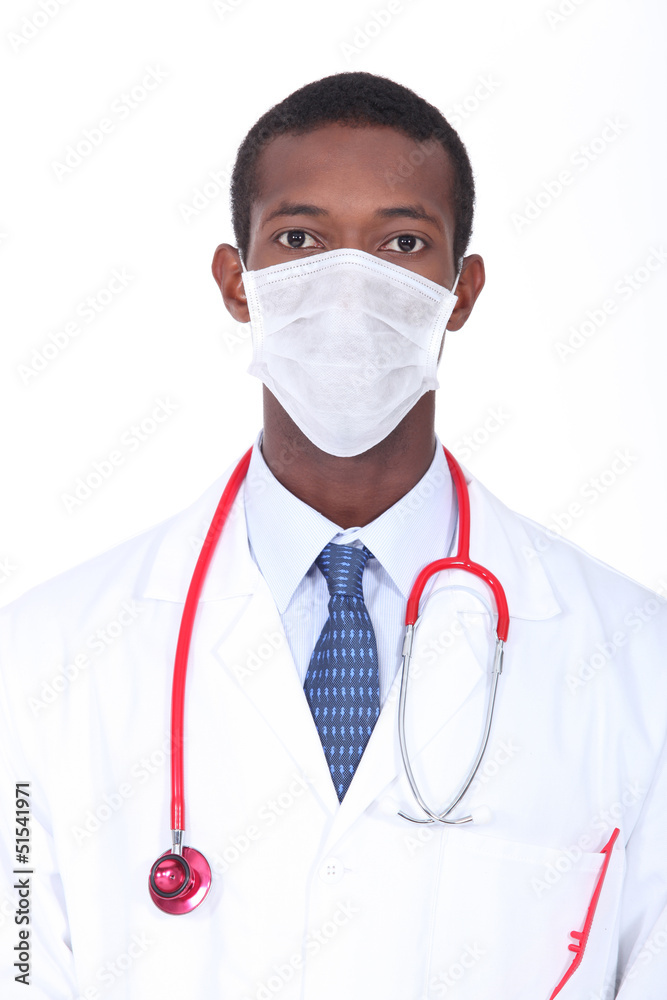 Young African doctor wearing face mask Young African doctor wearing face mask